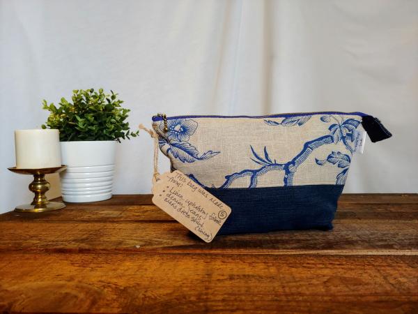 Upcycled Carry-All Pouch | Linen Birds & Denim picture