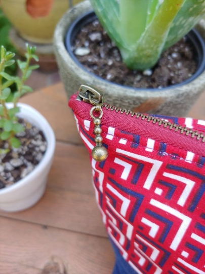 Upcycled Carry-All Pouch | Red, White & Blue picture