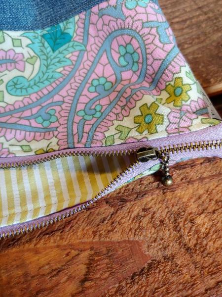 Upcycled Carry-All Pouch | Purple Paisley & Denim picture