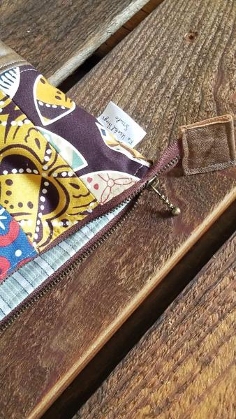 Upcycled Carry-All Pouch | Vintage Patchwork & Leather picture