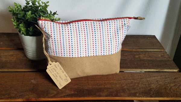 MEDIUM Upcycled Carry-All Pouch | Primary Polka Dots & Wool picture