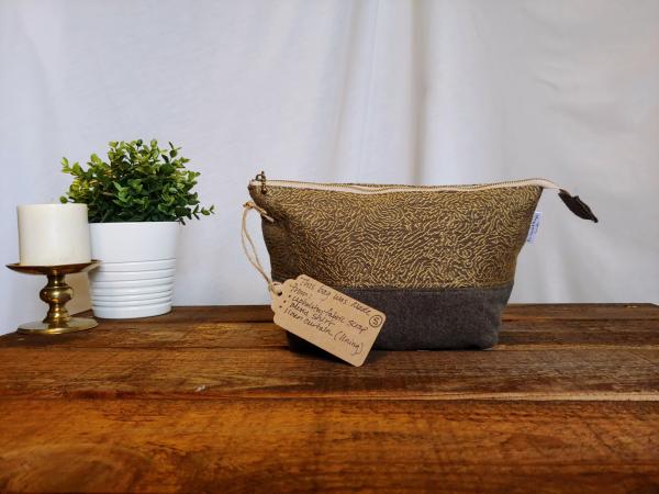 Upcycled Carry-All Pouch | Golden Ripples & Linen picture