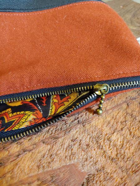 Upcycled Carry-All Pouch | Rusty Wool & Leather *Surprise Lining* picture