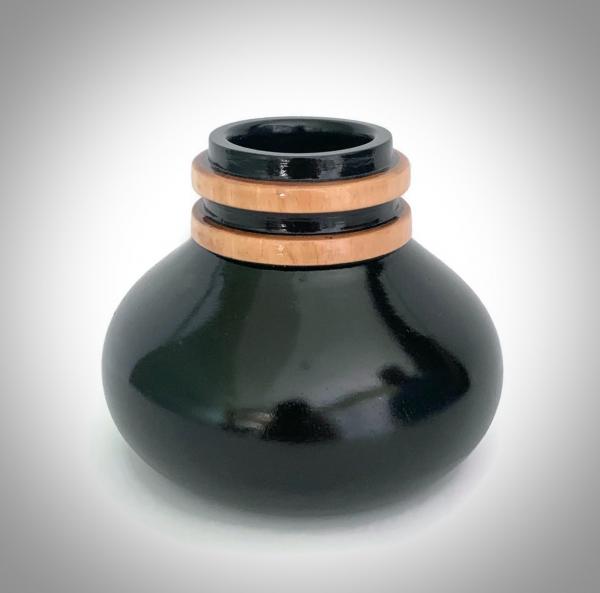 Wooden Vase - Mini Flask with double rings picture