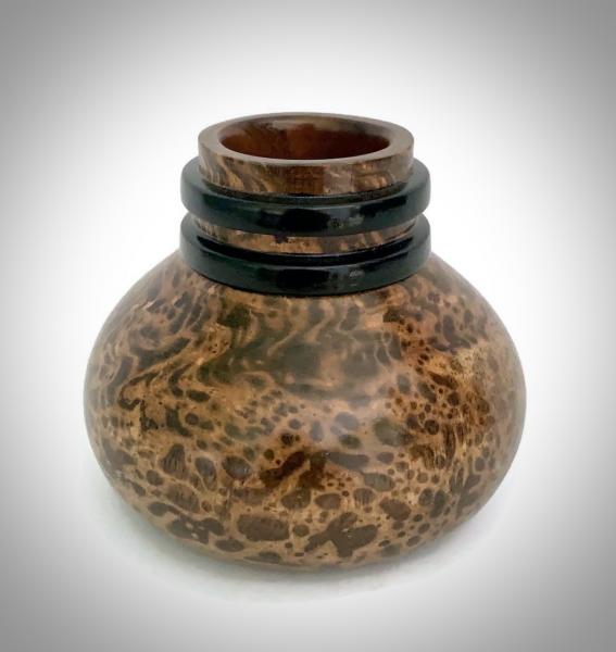 Wooden Vase - Mini Flask with double rings picture
