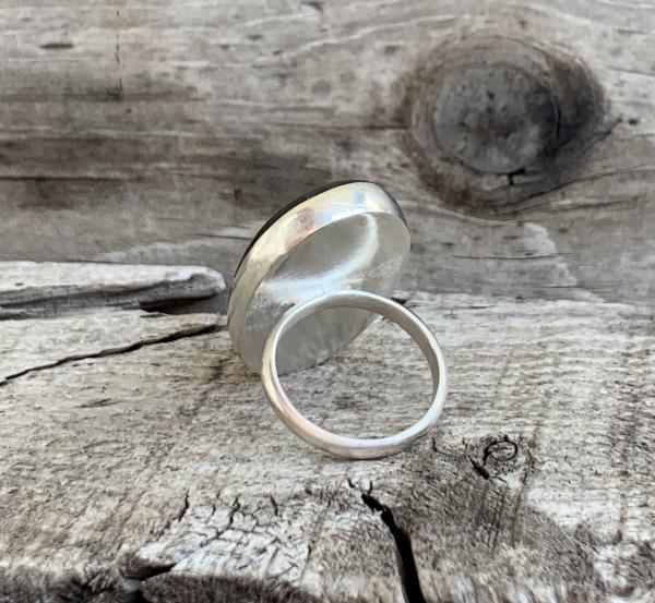 Stunning Bright Flashy Large Oval Labradorite Sterling Silver Statement Ring | Protection Stone picture