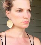 Large Geometric Circle Hammered Texture Gold Brass Statement Earrings