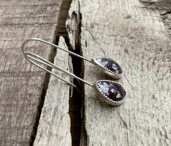 Dark Purple Faceted Geometric Sapphire Sterling Silver Drop Earrings | Sapphire Earrings | Birthstone Earrings picture