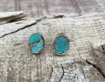 Tibetan Turquoise SIlver Dipped Stud Earrings | Turquoise Earrings | Turquoise Studs | December Birthstone