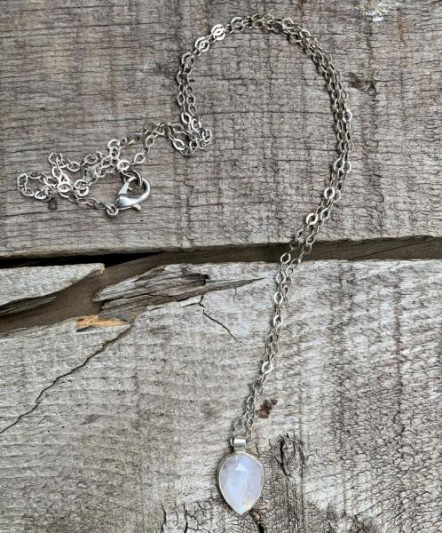 Faceted Teardrop White Moonstone Necklace | June Birthstone Necklace picture