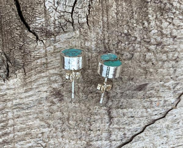 Tibetan Turquoise SIlver Dipped Stud Earrings | Turquoise Earrings | Turquoise Studs | December Birthstone picture