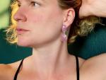 Geometric Free Form Dark Pink Raw Sapphire Sterling Silver Statement Earrings | Sapphire Earrings | Birthstone Jewelry