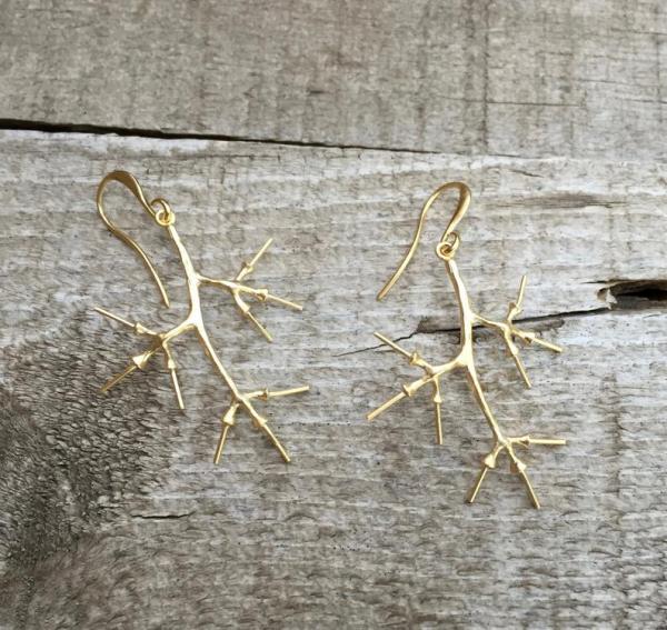 Elegant 16 Karat Matte Gold Plated or Silver Rhodium Plated Dangle Geometric Dangle Branch Earrings picture