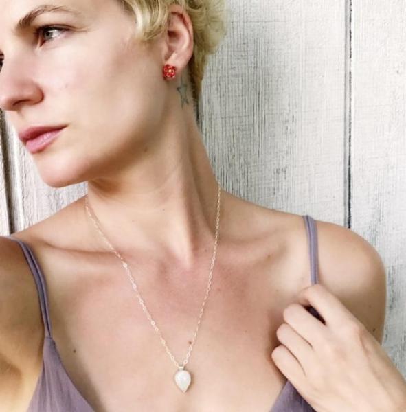 Faceted Teardrop White Moonstone Necklace | June Birthstone Necklace picture