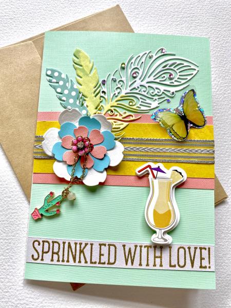 All Occasion Card w/ Pink Flower Pin & Cactus Charm picture