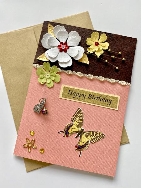 Birthday Card with Cat Charm & Bead picture