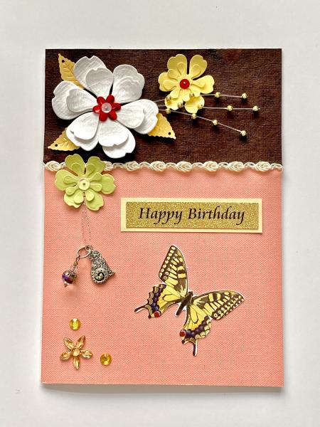 Birthday Card with Cat Charm & Bead picture