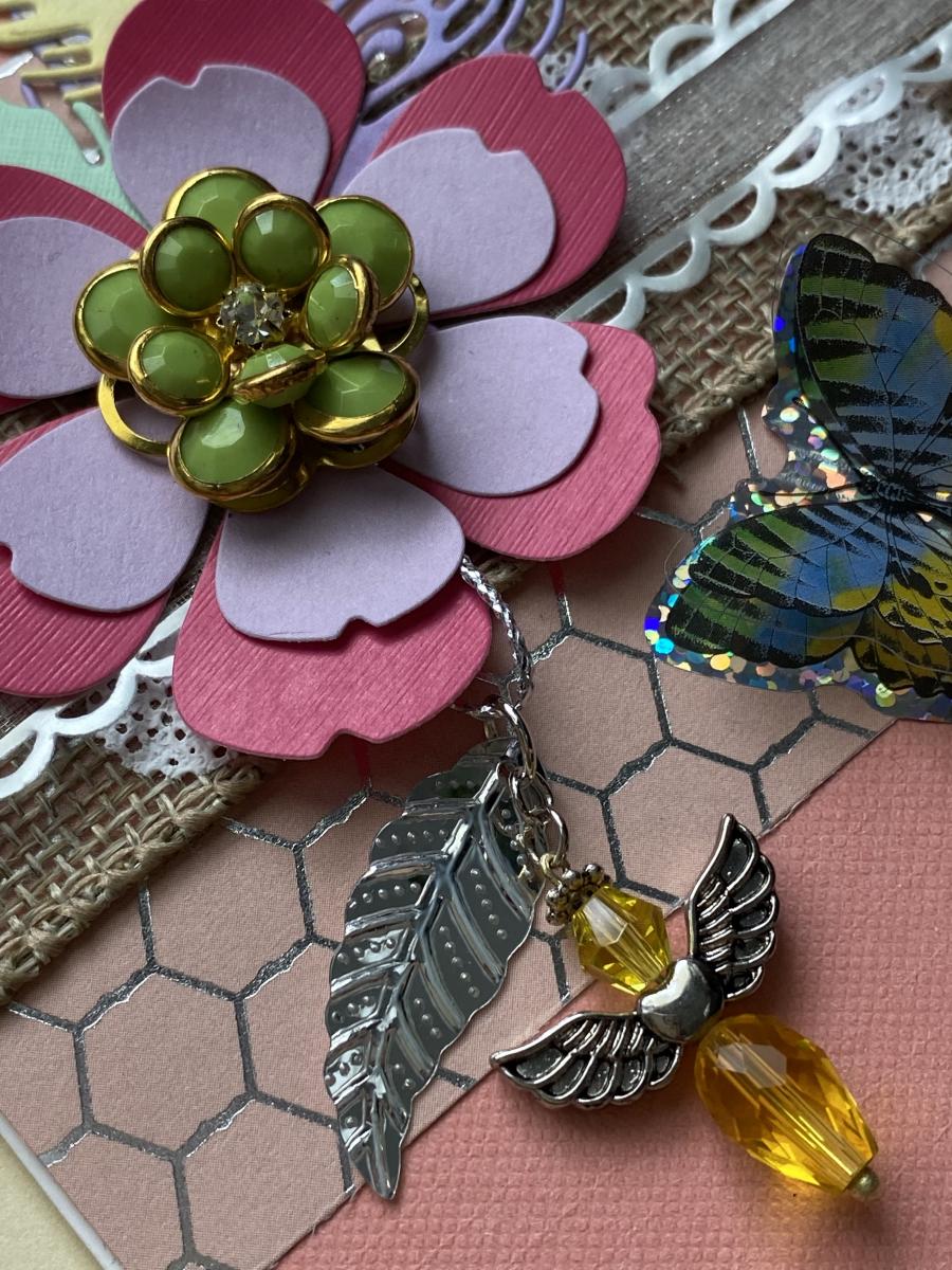 Get Well Card with Flower Pin & Angel Bead picture