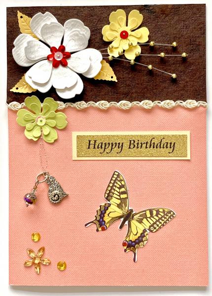 Birthday Card with Cat Charm & Bead