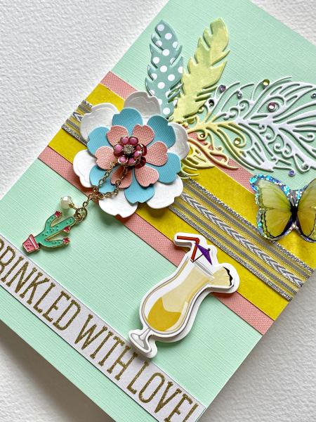 All Occasion Card w/ Pink Flower Pin & Cactus Charm picture