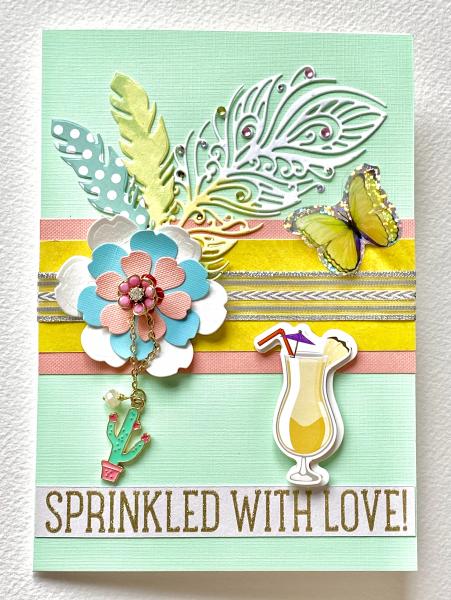 All Occasion Card w/ Pink Flower Pin & Cactus Charm picture