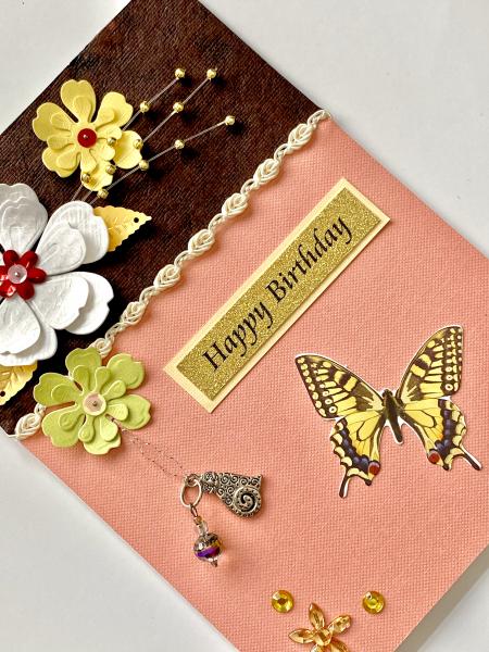 Birthday Card with Cat Charm & Bead picture