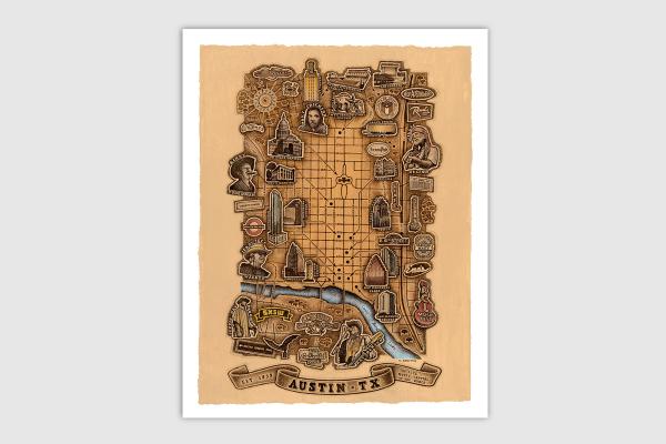 Austin Music Scene Map Giclee Prints picture