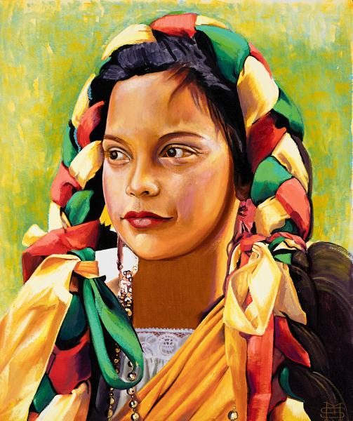 Mexican Girl in Folk Dress
