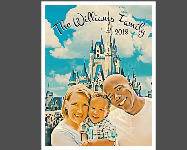 Custom Illustrated Vintage Style Travel Poster Family Portrait Print picture