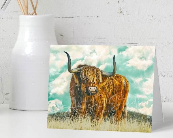 Highland cattle print notecards