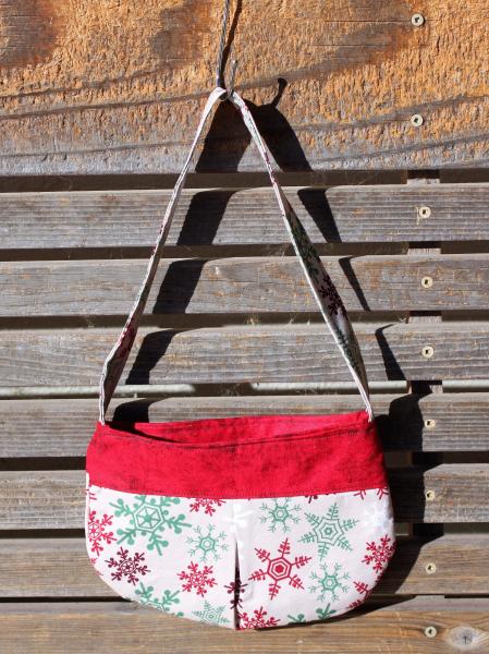 Holiday fall, snow christmas small bag, child sized or small purse.  Lined in Coordinated cotton