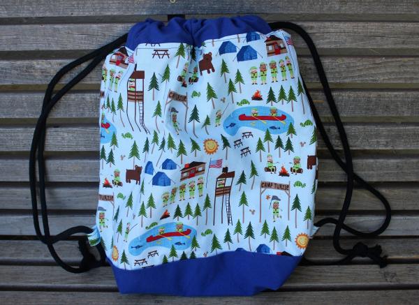 Camp Turtle Boy Scout Camp Drawstring backpack, a fun accessory for any outfit, Canvas lined and bottom for durability, inside pocket picture