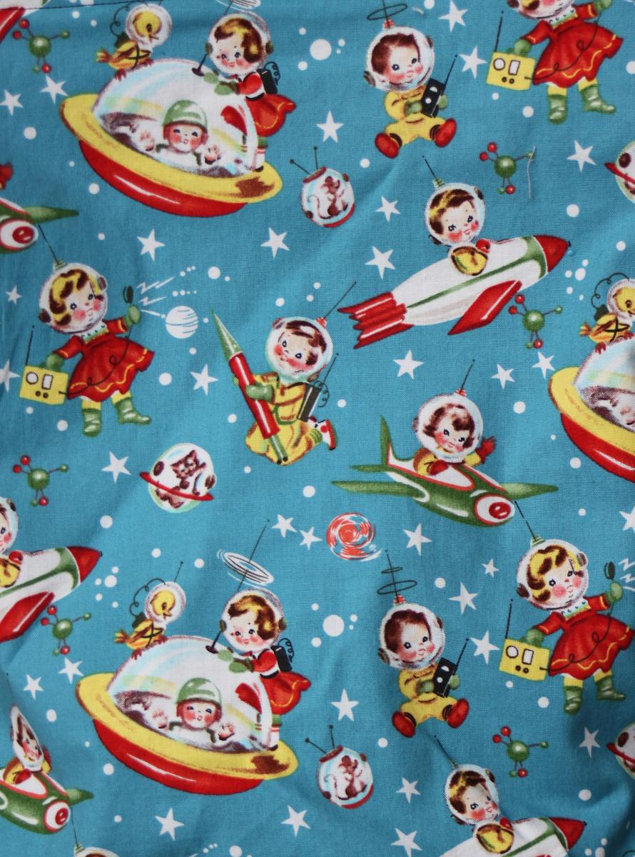 Vintage Retro kids in space Drawstring backpack, a fun accessory for any outfit, Canvas lined and bottom for durability, inside pocket picture