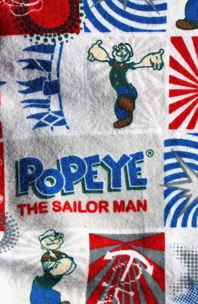 Popeye the Sailor Man flannel tote, Reusable shopping bag, groceries, lunch, books, diapers or overnight bag Canvas lined and  bottom picture