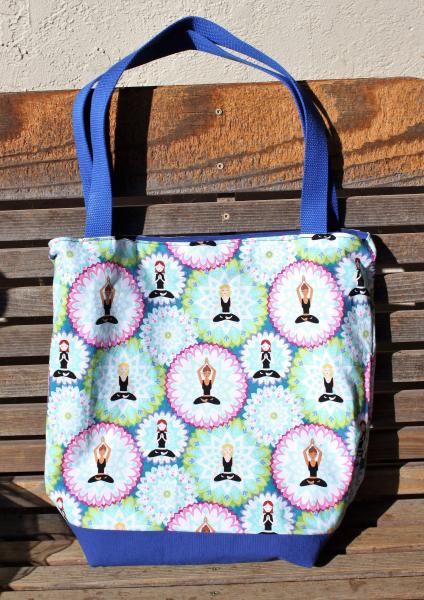 Yoga Meditation tote bag, Reusable shopping bag, Great for groceries, lunch, books, diapers, or overnight bag , Canvas lined and bottom