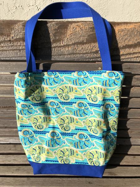 Chameleon Lizards Gecko tote bag, Reusable shopping bag , Great for groceries, lunch, diapers, or overnight bag , Canvas lined and bottom picture