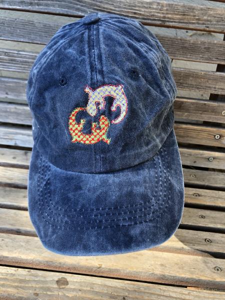 A pair of plaid lizard, gecko is  Embroidered on a Baseball Hat Cap, Adjustable hat, adult, dad hat, trucker hat picture