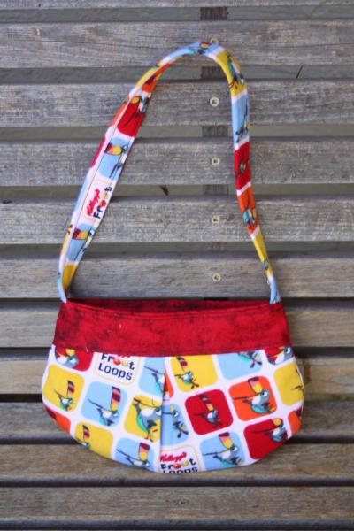 Froot Loops Cereal small bag, child sized or small purse.  Lined in Coordinated cotton