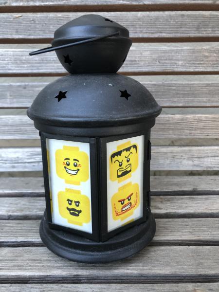 Lego head emoji  Lantern, Nightlight. Perfect for bedside or bathrooms, includes battery tea light picture