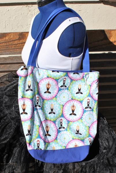 Yoga Meditation tote bag, Reusable shopping bag, Great for groceries, lunch, books, diapers, or overnight bag , Canvas lined and bottom picture