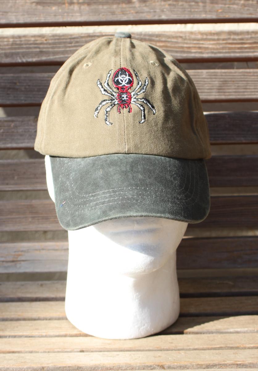 A spider is  Embroidered on a Baseball Hat Cap, Adjustable hat, adult, dad hat, trucker hat picture