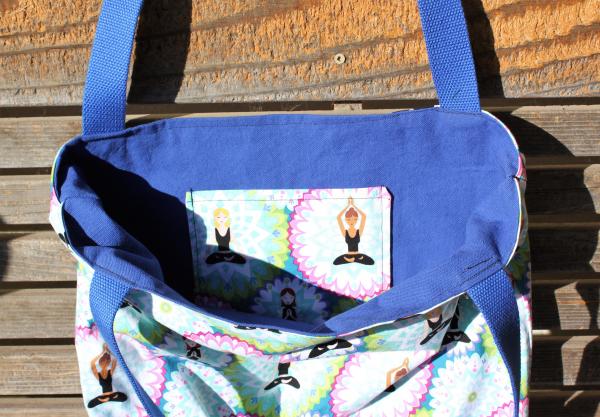 Yoga Meditation tote bag, Reusable shopping bag, Great for groceries, lunch, books, diapers, or overnight bag , Canvas lined and bottom picture