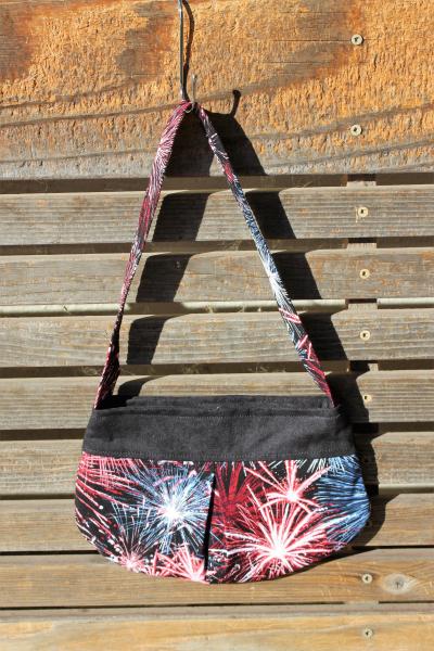 Fireworks, Celebration small bag, child sized or small purse.  Lined in Coordinated cotton picture