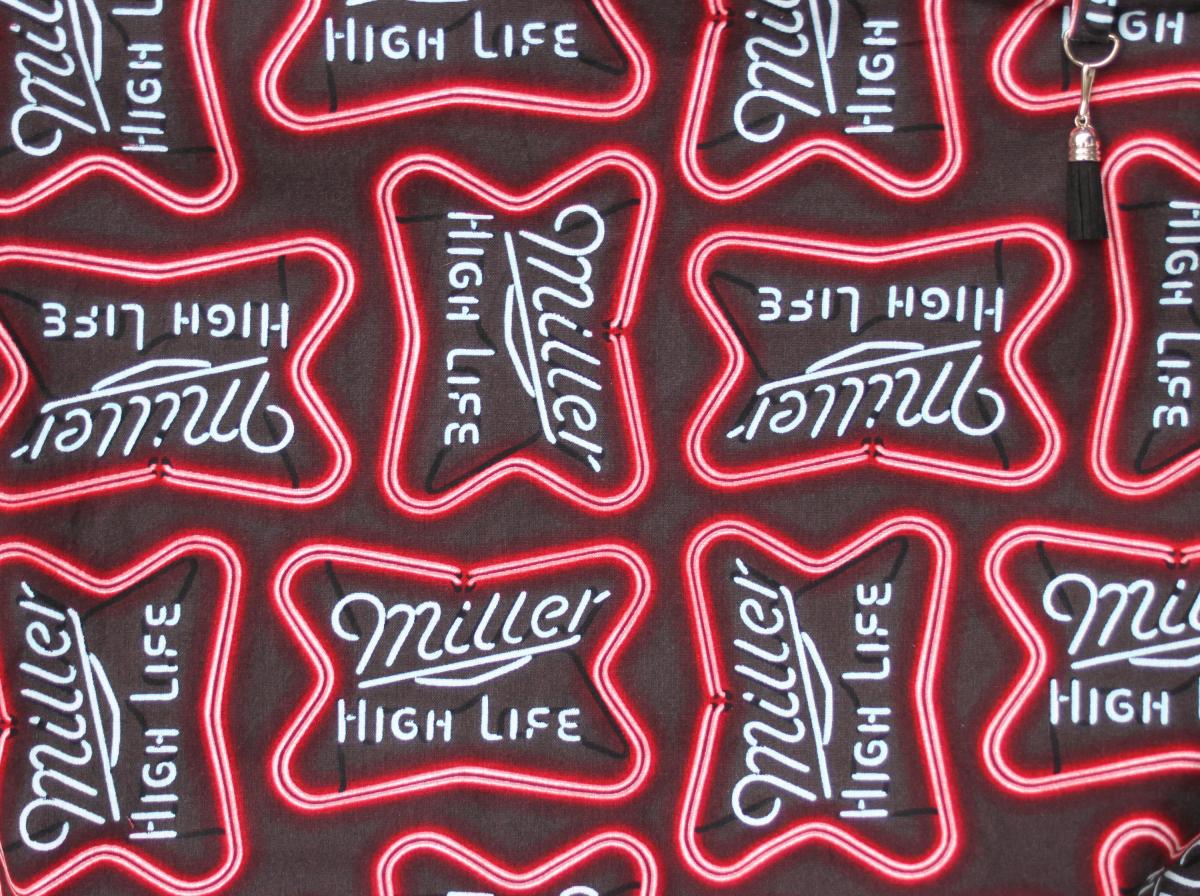 Miller time Beer Neon Signs tote bag, Reusable shopping bag, groceries, lunch, books, diapers, or overnight bag , Canvas lined and bottom picture