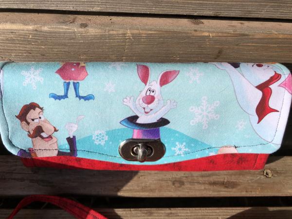 Rabbit from Frosty the Snowman wallet, Accordion wallet.  places for necessities,removable crossbody and wrist strap picture