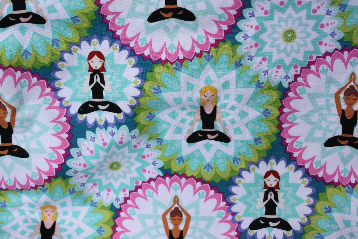 Meditation/Yoga Drawstring backpack,  a fun accessory for any outfit, Canvas lined and bottom for durability, inside pocket picture