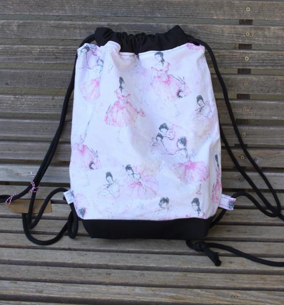 Ballerina Dancers Drawstring backpack, a fun accessory for any outfit, Canvas lined and bottom for durability, inside pocket picture