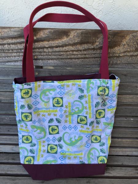 Reptile, lizard, frog fabric tote bag, Reusable shopping bag, For groceries, lunch, diapers, or overnight bag , Canvas lined and bottom picture