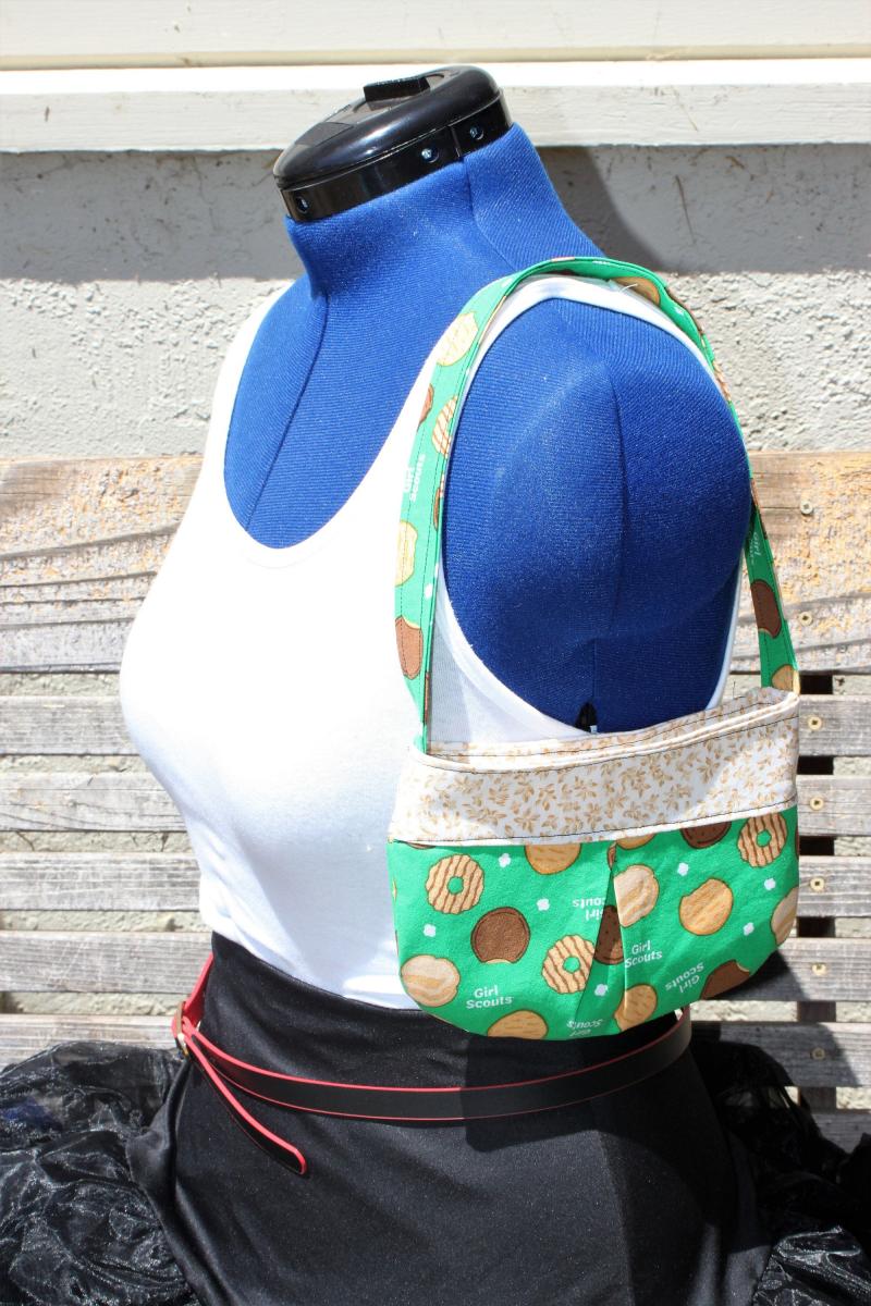 Little girl Girl Scout Cookies small bag, child sized or small purse.  Lined in Coordinated cotton picture