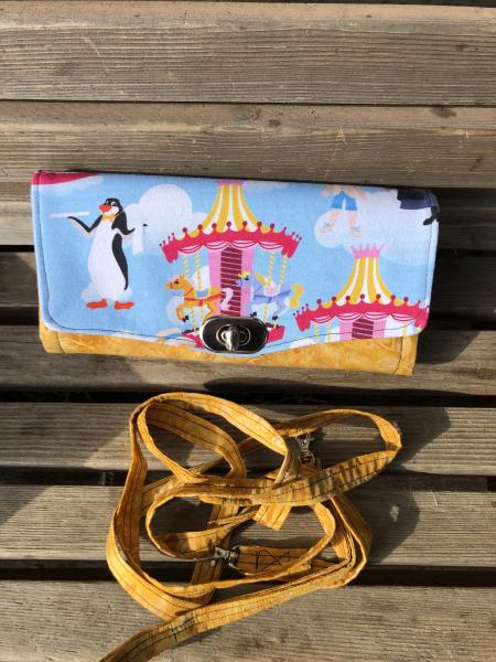 Mary Poppins Carousel Accordion wallet.  places for necessities, removable crossbody and wrist strap picture